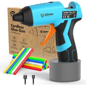 مسدس صمغ ساخن لاسلكي من GoGonova، تسخين سريع لمدة 15 ثانية مع بطارية مدمجة ومسدس صمغ يذوب ساخن، إيقاف تشغيل ذكي، طقم مع 25 قطعة من أعواد الصمغ الملونة الصغيرة ومنفذ شحن USB-C in Kuwait