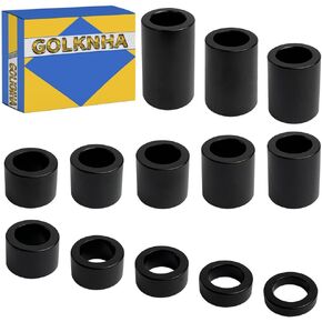 13 PCS O.D. 1-1/8" Wheel Spacer Kit for 3/4" Axle Compatible with Harley Motorcycles, Custom Bobbers, and Choppers CNC 6061 Billet Aluminum Black
