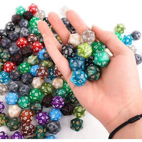 150 Pieces Polyhedral Dice Sets - Multi-Colored Assortment with Black Pouch, Compatible with RPG MTG Tabletop Role-Playing Games(20-Sided Style)