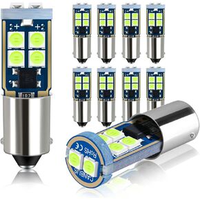 BA9S White Car Interior Exterior Replacement Bulb Bayonet Base BA9 53 57 1445 1895 64111 Size Reading Map Dome Side Door Courtesy LED Light 12V (Pack of 10)
