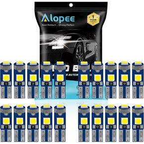 Alopee T5 Led Bulbs Green 74 LED Bulb 2721 Bulb for 73 37 Car Dash Instrument Panel Gauge Cluster Indicator Light Door Light 3PCS 3030 Chips, DC 12V, Pack of 10