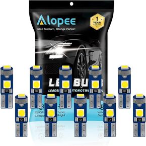 Alopee T5 Led Bulbs Green 74 LED Bulb 2721 Bulb for 73 37 Car Dash Instrument Panel Gauge Cluster Indicator Light Door Light 3PCS 3030 Chips, DC 12V, Pack of 10