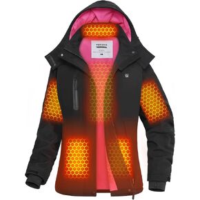 VERGOO Graphene Heated Waterproof Jackets for Women with Hood Included 18400mAh Battery Pack
