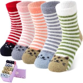 SISOSOCK Women Fuzzy Socks Cozy Warm Comfy Casual Fluffy Socks for Women Funny Winter Socks Gifts for Women