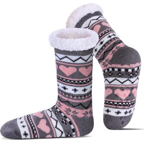 Slipper Socks for Women Fuzzy Non Slip Winter Thick Warm Soft Cozy Fleece Lining Home Socks with Grippers