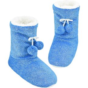 Keyela Womens Slipper Socks With Soles, Fluffy Cozy Soft Non-Skid Bottom Slippers Booties For Ladies, Fuzzy Winter House Slippers