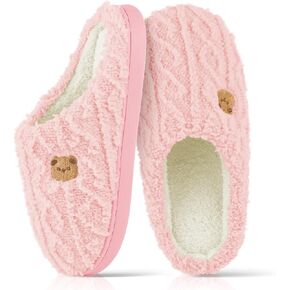 Slippers for Women,Fuzzy Memory Foam Slippers Cute Bear Head Patterns Plush Lightweight Home Slippers Fluffy Furry House Shoes Indoor Outdoor Slide Slipper