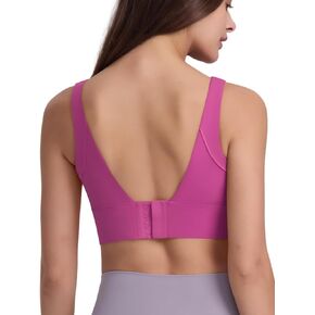 ABOCIW Longline Sports Bra for Women V Back Wireless Padded Medium Support Yoga Bra Workout Crop Tank Tops