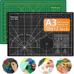 WORKLION Full 9" x 12" Art Self Healing PVC Cutting Mat, Double Sided, Gridded Rotary Cutting Board for Craft, Fabric, Quilting, Sewing, Scrapbooking Project…
