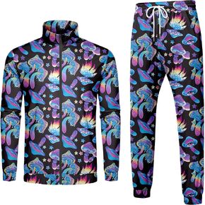 LecGee 80s 90s Outfit Sets for Men Long Sleeve Zipper Retro Jacket Jogging Sweatsuit Sets Retro 80s 90s Outfit