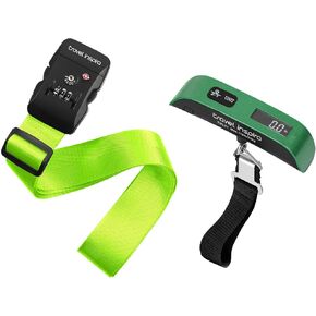 Travel Inspira TSA Approved Luggage Strap - Adjustable Length with Combination Lock and Digital Luggage Scale 110 Pounds, Battery Included