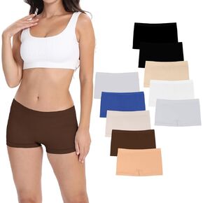 DEEP TOUCH Women's Boyshort Underwear Seamless Boy Shorts Panties Full Coverage Soft Boxer Briefs 10 Packs