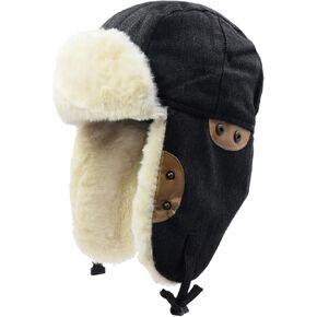 Ushanka Trapper Hat for Women Men with Faux Fur Outdoor Winter Aviator Hat
