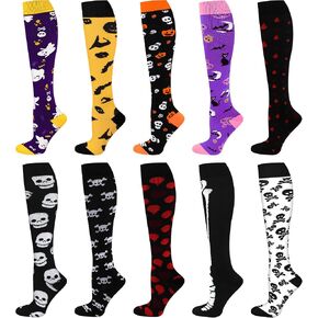 Coume 10 Pairs Halloween High Socks Thigh High Long Stockings, Women Over Knee Stockings Leg Warmer Stockings, Holiday Socks for Halloween Costume Cosplay Party, Multicolor in Saudi Arabia