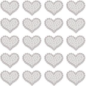 20 Pcs Heart Shape Rhinestone Self Adhesive Patches for Clothing Repair Shiny Love Heart Pearl Diamond Patches Bling Applique DIY Accessory for Clothing Jeans Shoes Bags Hats Clothes