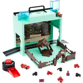 Disney Cars Disney Pixar Car Play Set - Toolbox Case with Lightning McQueen & Tow Mater Die Cast Cars, Launcher, Junkyard Shack and Accessories - Inspired by Disney Pixar Cars Films & Cars Land
