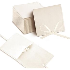 15 PCS Jewelry Packaging Microfiber Jewelry Pouch 8*15.5cm Jewelry Bag Velvet Jewelry Pouches with Strings Beige Bracelet Bags Earring Packaging Bulk Organizer Pouch for Packaging Bracelet Necklace