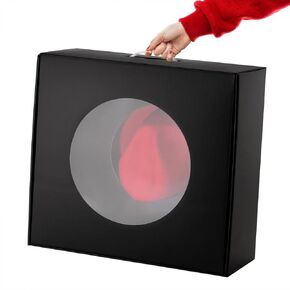 Hat Box for Traveling and Gifting, Black Gift Boxes with Window Display Box for Hats, Protects up to 3 Straw, Wool Felt Hat, Panama, Cowboy Hats, Portable Hat Wrap Boxes Gift Idea for Men (Pack of 5)