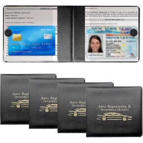Kewucn 2 PCS Car Registration Insurance Holder, 5.2" × 4.8" Waterproof Leather Auto Card Glove Box Organizer, Essential Driver License Case for Cards Documents (Black)