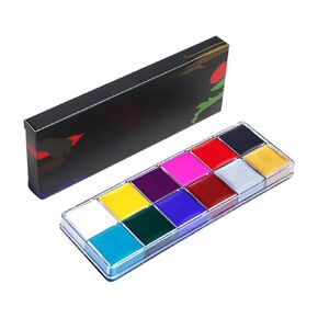 Face Body Paint Oil Palette 12 Color, Halloween Face Paint, Professional Face Painting Kit, Non Toxic Body Makeup for Kids and Adult