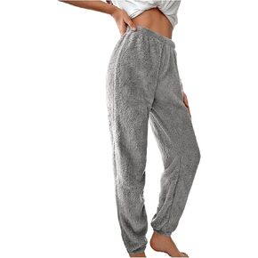 Verdusa Women's High Waist Fuzzy Fleece Lounge Long Pants