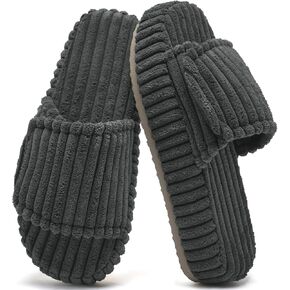 WateLves Cute Bow Slippers for Women Memory Foam Corduroy Open Toe Slide Slippers Ladies Cross Band House Shoes for Indoor Outdoor