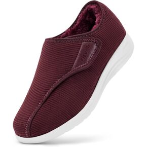FitVille Diabetic Shoes for Women Wide Width Adjustable Straps Women's Diabetic Shoes with Warm Fur Lining Diabetic Slippers for Women Foot Pain Relief Neuropathy