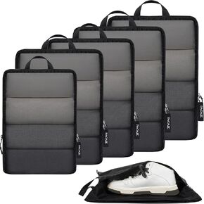 BAGAIL 4 Set/6 Set Ultralight Compression Packing Cubes Packing Organizer for Travel Accessories Luggage Suitcase Backpack(70D FullMesh 6Set Cream)