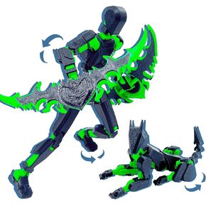T13 Action Figure Set (Assembly Completed),Dummy 13,Titan 13 Action Figures,3D Printed Toys Multi-Jointed Movable (Black/Green)