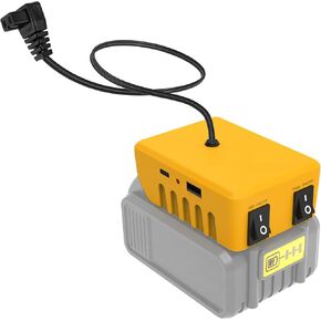 12V Car Refrigerator Adapter Compatible with 18V/20V Dewalt Battery, Battery Inverter for Dewalt Battery Cooler with USB & Type-C Charging for Road Trip, Jobsite Compatible with Most Brands