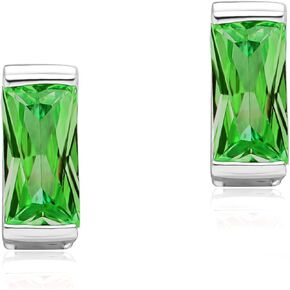 TOPGRILLZ Grillz Silver Teeth Jewelry Grills for Your Teeth Pink Green Baguette CZ Diamond Tooth Cap Grillz for Women 2pcs Silver Plated Single Grillz Rapper Costume