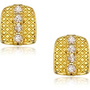 TOPGRILLZ Grillz Gold Tooth Cap Grills for Your Teeth 4 CZ Stone Diamond Grillz Gold Teeth Men 2pcs 18K Gold/Silver Plated Iced out Single Grillz for Women Hip Hop Rapper Costume