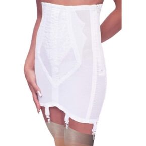 Rago Women's High Waist Open Bottom Girdle with Zipper, White, Medium (28)