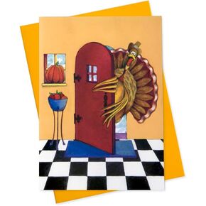 Business Thanksgiving Greeting Cards (Funny Turkey), 5x7 Inches, 25 Cards & 26 Grapefruit Gold Envelopes (TT100)