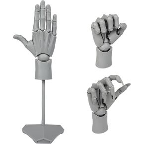 Flexible Hand Model Artist Drawing Hand Figure Poseable Art Mannequin Hand Model Left Right Moveable Artist Support Item 1:1 Scale Hand Model for Sketching Home Office Desk Decor (White)