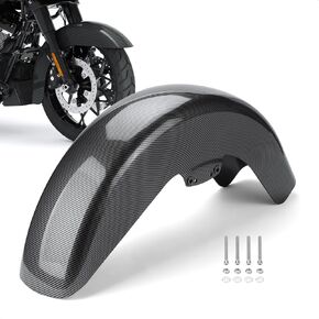 Motorcycle Front Fender for Harley Davidson Touring Models, Wrap-Around Mudguard Compatible with 2014-Up Street Glide 2015-UP Road Glide, Plastic (Carbon Fiber)