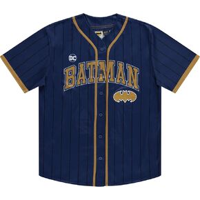 Batman Men's Classic Baseball Jersey - Batman, Superman, Joker, Robin, Dark Knight - Mesh Button Down Baseball Jersey