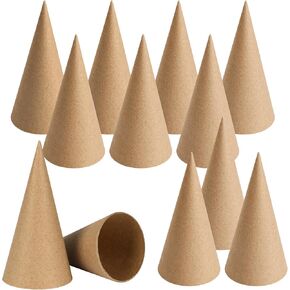 TFTAFAN 6 PCS Thick Paper Mache Cones, Christmas Thick Cardboard Craft Cones, Open Bottom Cone for Halloween Christmas Valentine's Day DIY Gnomes Ornament Cone Tree Decorations (6,10,14 inches)