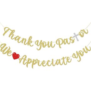 Thank You Pastor We Appreciate You Banner, Pre-strung Church Banners, Church Appreciation Banner, Ministry Appreciation, Pastor Thank You Decor, Gold Glitter