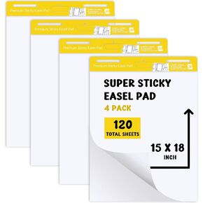 ReliThick 2 Pads Premium Sticky Easel Pad, 15 In x 18 In, White, 30 Sheets/Pad, Anchor Chart Paper for Teachers, Flip Chart Paper with Sticky Large Self Stick Flip Chart Paper Super Sticking (Yellow)
