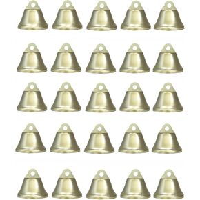 25PCS Gold Metal Open Horn Bells Decorative Small Bells Wind Chime Bells for Hanging Crafts and Christmas Tree Wedding Decoration