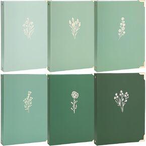 Set of 6 Aesthetic 3 Ring Binders Sturdy 1 Inch Sage Green Binder Fits Letter Sized Paper Size 8.5'' x 11'' Cute Binder with Pocket Organizer for Home Office Supplies Work Gift