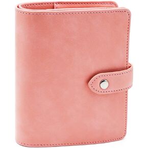 A7 Binder Wallet Green Mini Budget Planner PU Leather Small Notebook Cover 6 Rings Money Organizer Loose Leaf Folder Snap Closure for Purse Journal Filler Paper Cash Envelopes (Green)