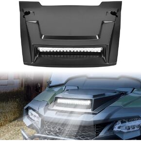 SAUTVS Sport Hood Scoop with LED Spotlight for Honda Pioneer 700 2P 4P 14-24, Sporty Hood Scoop with Auxiliary Light Kit Front Hood Cover with Lamp for Honda Pioneer 700-2 700-4 2014-2024 Accessories