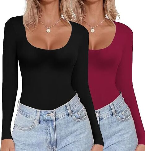 قمصان ملابس داخلية حرارية برقبة واسعة للسيدات مكونة من قطعتين بلايز بأكمام طويلة وقصة ضيقة وطبقة أساسية BS1 in Kuwait