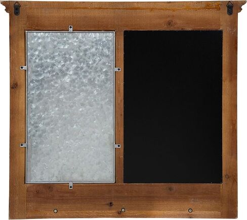 Kate and Laurel Idamae Wood Framed Chalkboard Wall Organizer with Mail Holders and Key Hooks, 28" x 25", Rustic Brown, Farmhouse-Inspired Chalkboard in Saudi Arabia