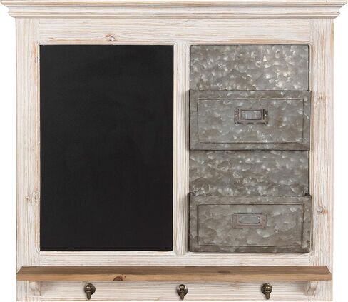Kate and Laurel Idamae Wood Framed Chalkboard Wall Organizer with Mail Holders and Key Hooks, 28" x 25", Rustic Brown, Farmhouse-Inspired Chalkboard in Saudi Arabia