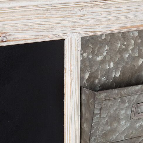 Kate and Laurel Idamae Wood Framed Chalkboard Wall Organizer with Mail Holders and Key Hooks, 28" x 25", Rustic Brown, Farmhouse-Inspired Chalkboard in Saudi Arabia