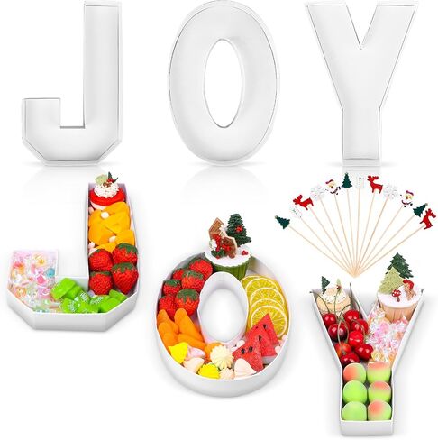 JOY Cardboard Letter Set with 50 Pcs Christmas Cocktail Fruit Picks Christmas Decorative Platters Party Charcuterie Letters Christmas Serving Tray Fillable Paper Box for Wedding Bachelorette Birthday in Saudi Arabia