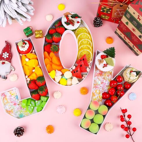 JOY Cardboard Letter Set with 50 Pcs Christmas Cocktail Fruit Picks Christmas Decorative Platters Party Charcuterie Letters Christmas Serving Tray Fillable Paper Box for Wedding Bachelorette Birthday in Saudi Arabia